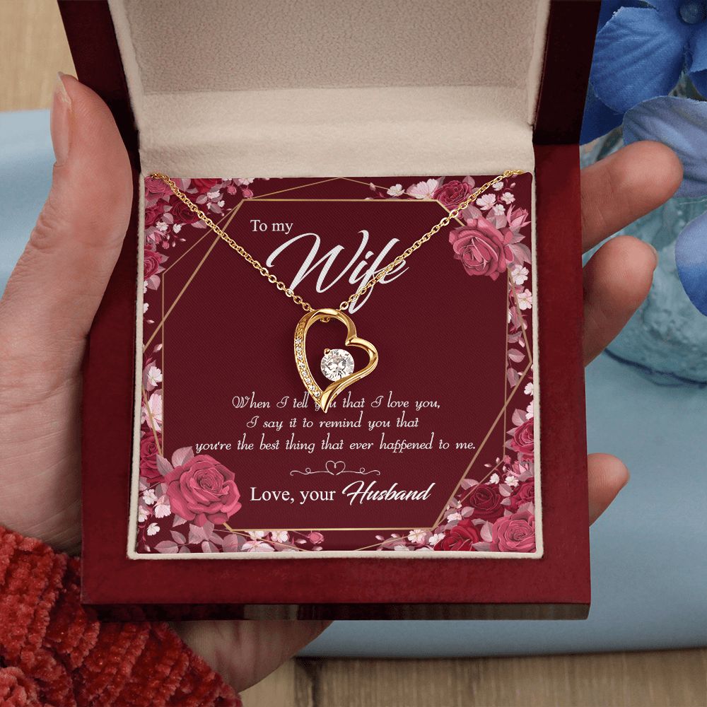 To My Wife Necklace Pendant Gift From Husbnd Habby Birthday Jewelry with Message Card and Gift Box. Wife Necklace Gift for Wife from Husband Valentine's Day Gift For Wife Future Wife Forever Love Necklace
