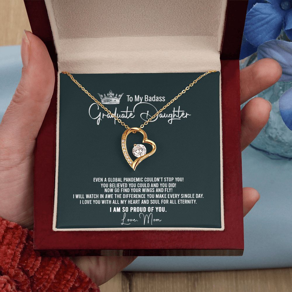 Badass Graduation Daughter Gift From Mom, Graduation Gift, Necklace Congrats Graduation Pendants Gift For Daughter, Daughter In law, Daughter Necklace From Mom Forever Love Necklace