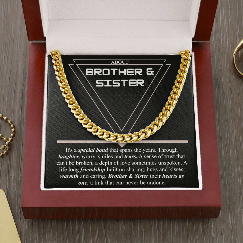 Brother & Sister Gift Necklace Cuban Link Chain Necklace Gift From Sister to Bro