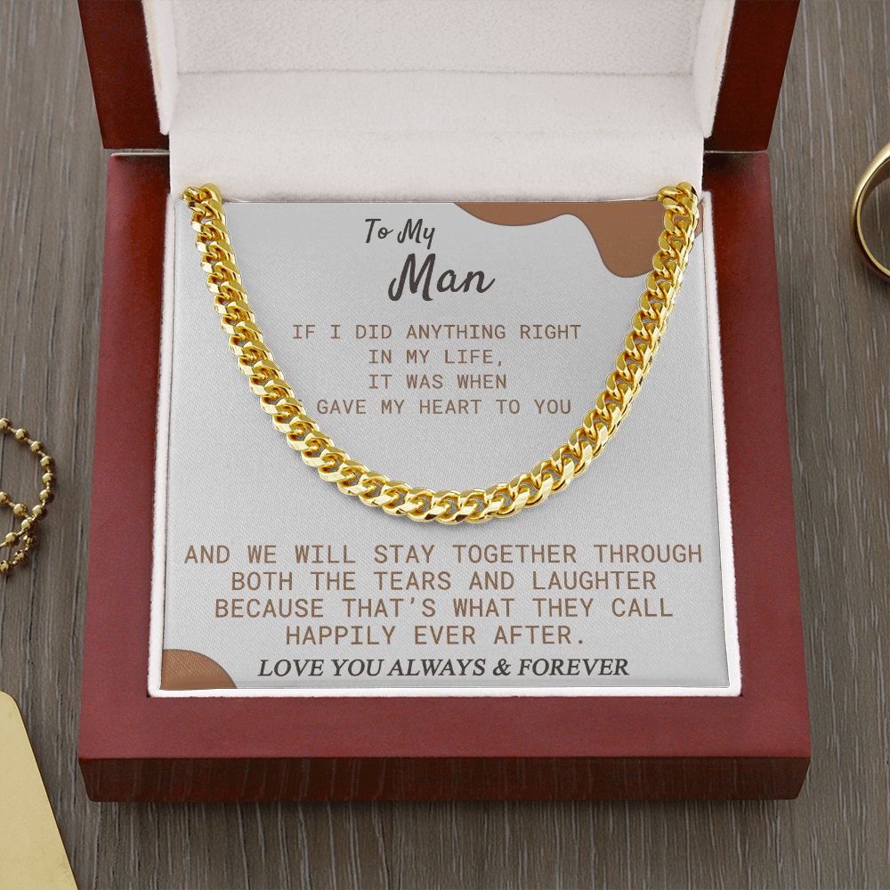 To My Man Necklace Christmas Gift For Boyfriend, Cuban Link Chain Necklace
