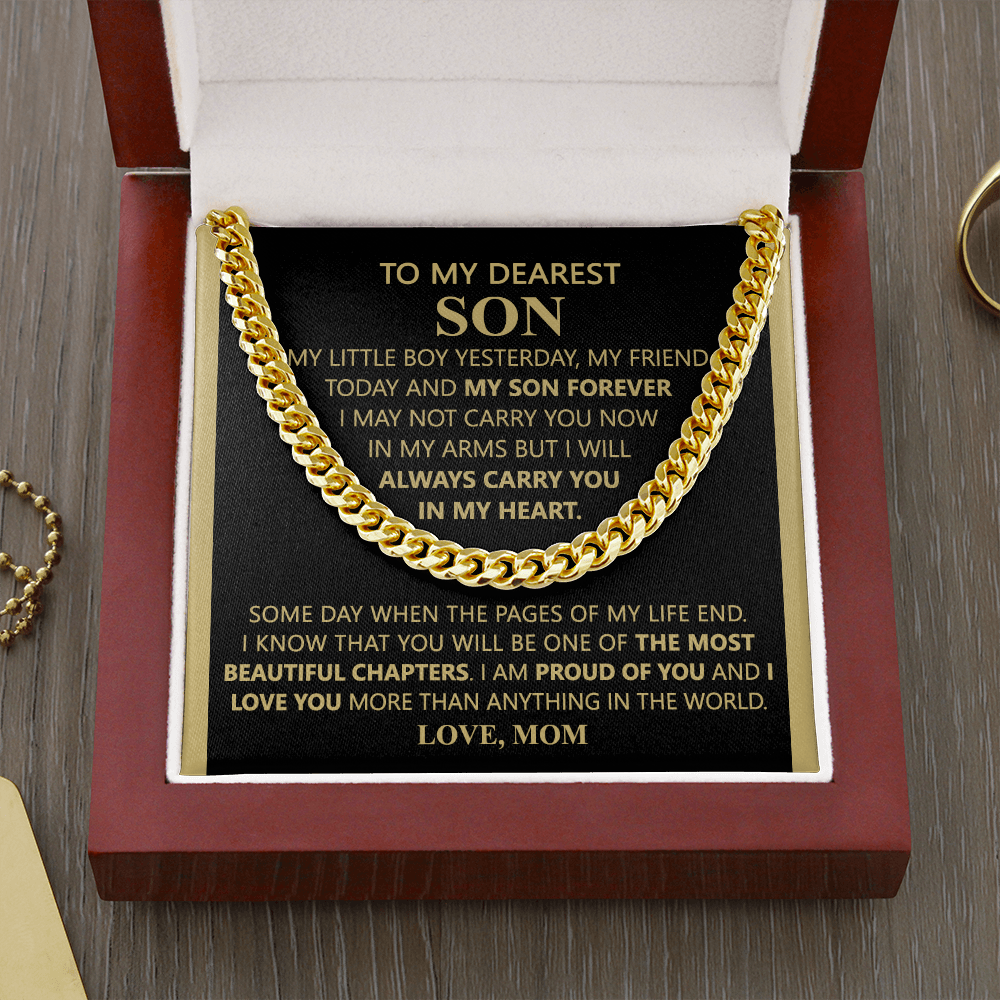 To My Son Link Chain Necklace Gift for Son Birthday, Graduation Christmas Gift