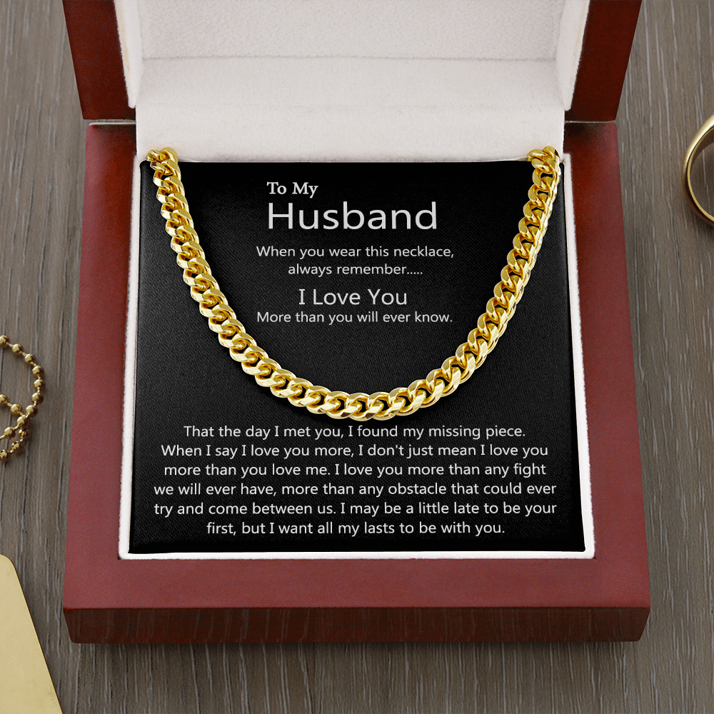 To My Husband Cuban Chain Necklace, Romantic Birthday Gifts Best Jewelry for Men 175085915858