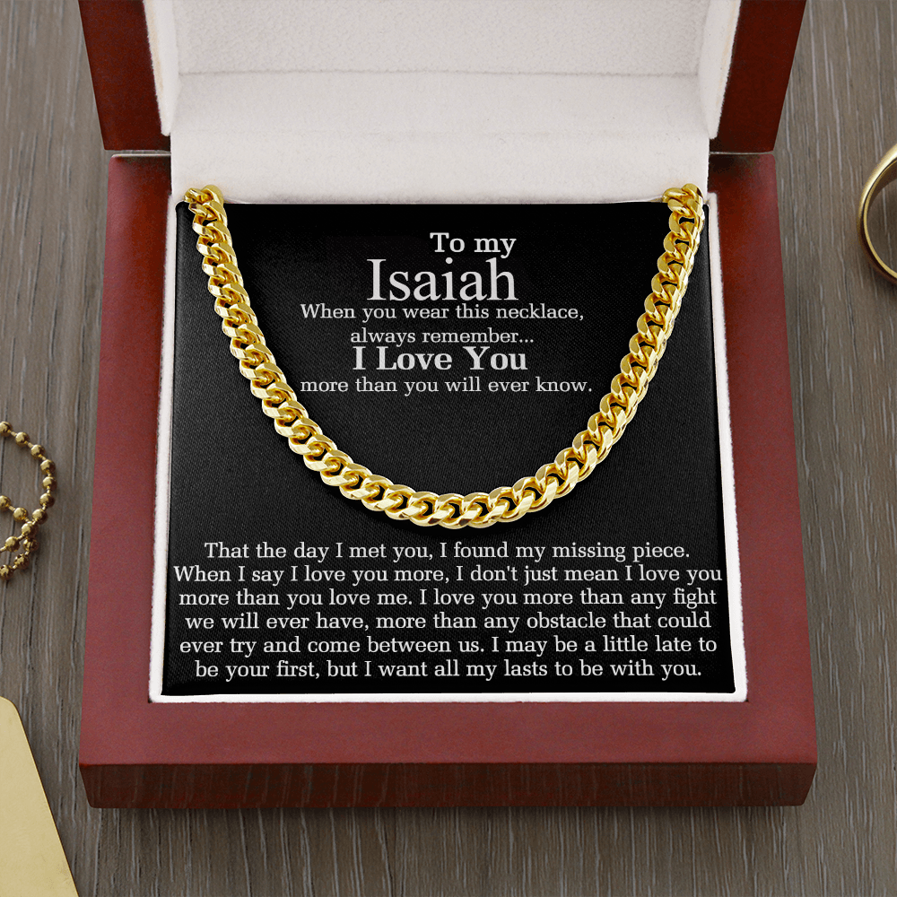 To My Man Husband Boyfriend Cuban Link Chain Necklace  Gift For Husband Isaiah
