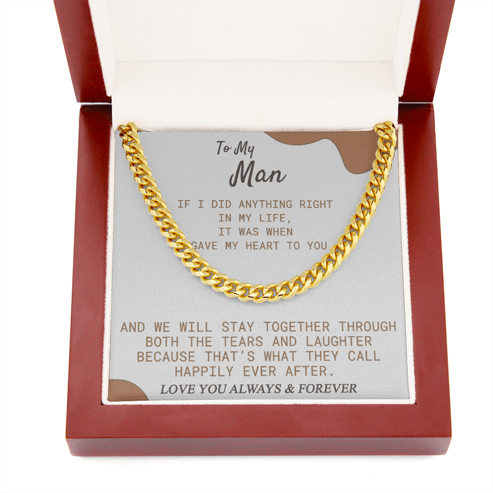 To My Man Necklace Christmas Gift For Boyfriend, Cuban Link Chain Necklace