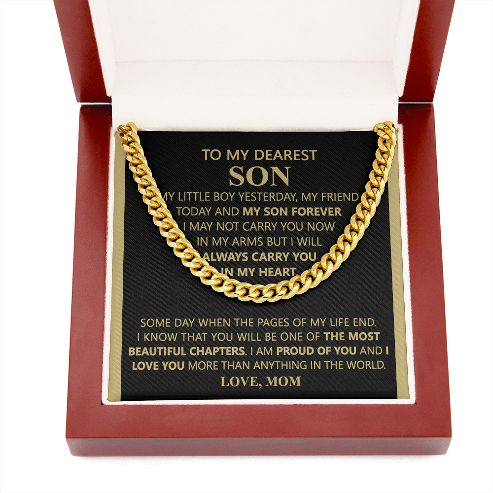 To My Son Link Chain Necklace Gift for Son Birthday, Graduation Christmas Gift