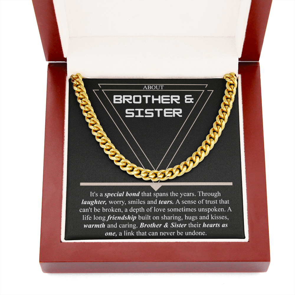 Brother & Sister Gift Necklace Cuban Link Chain Necklace Gift From Sister to Bro