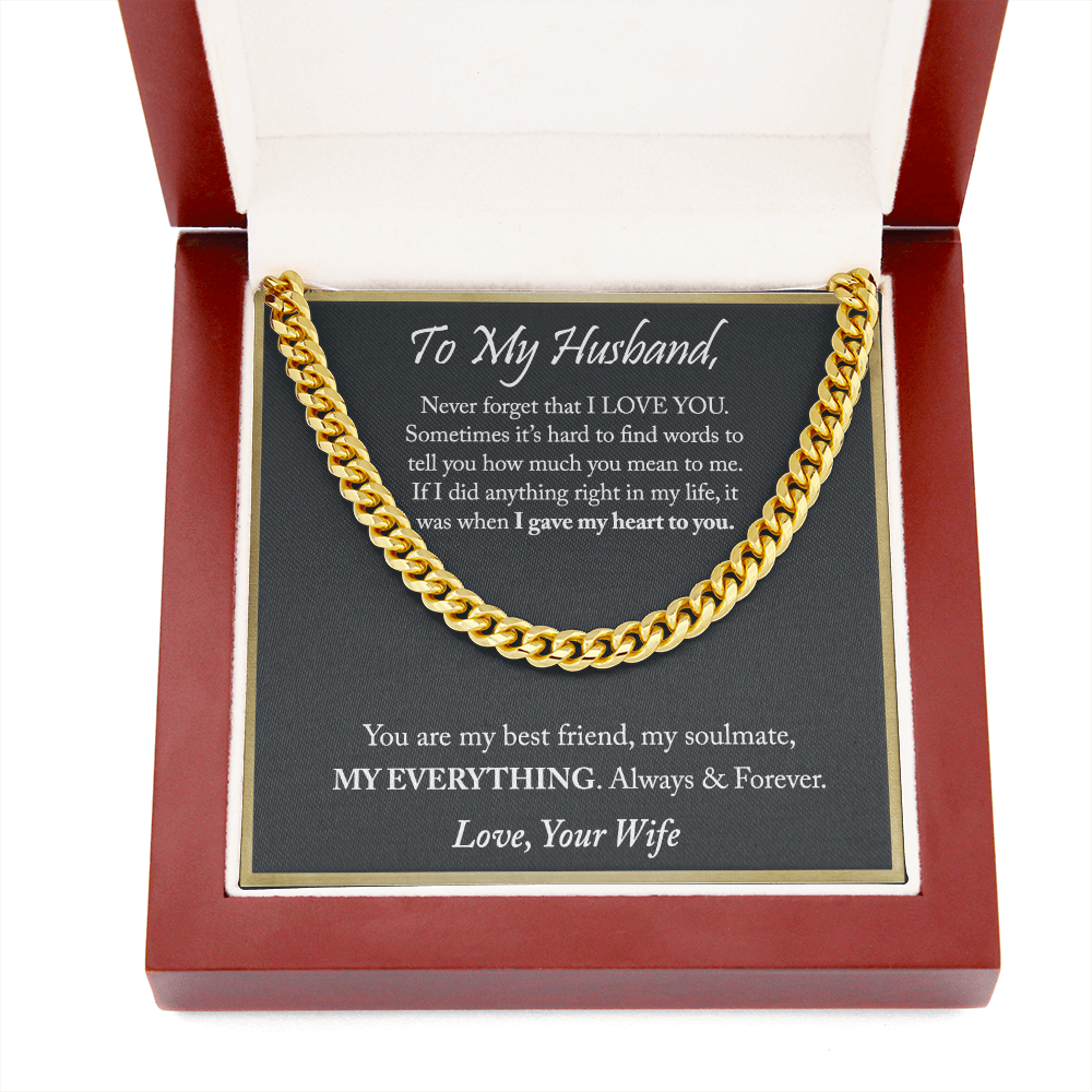 To My Husband Cuban Chain Necklace, Anniversary Christmas Gifts For Husband