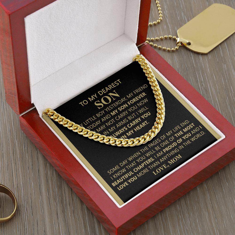 To My Son Link Chain Necklace Gift for Son Birthday, Graduation Christmas Gift