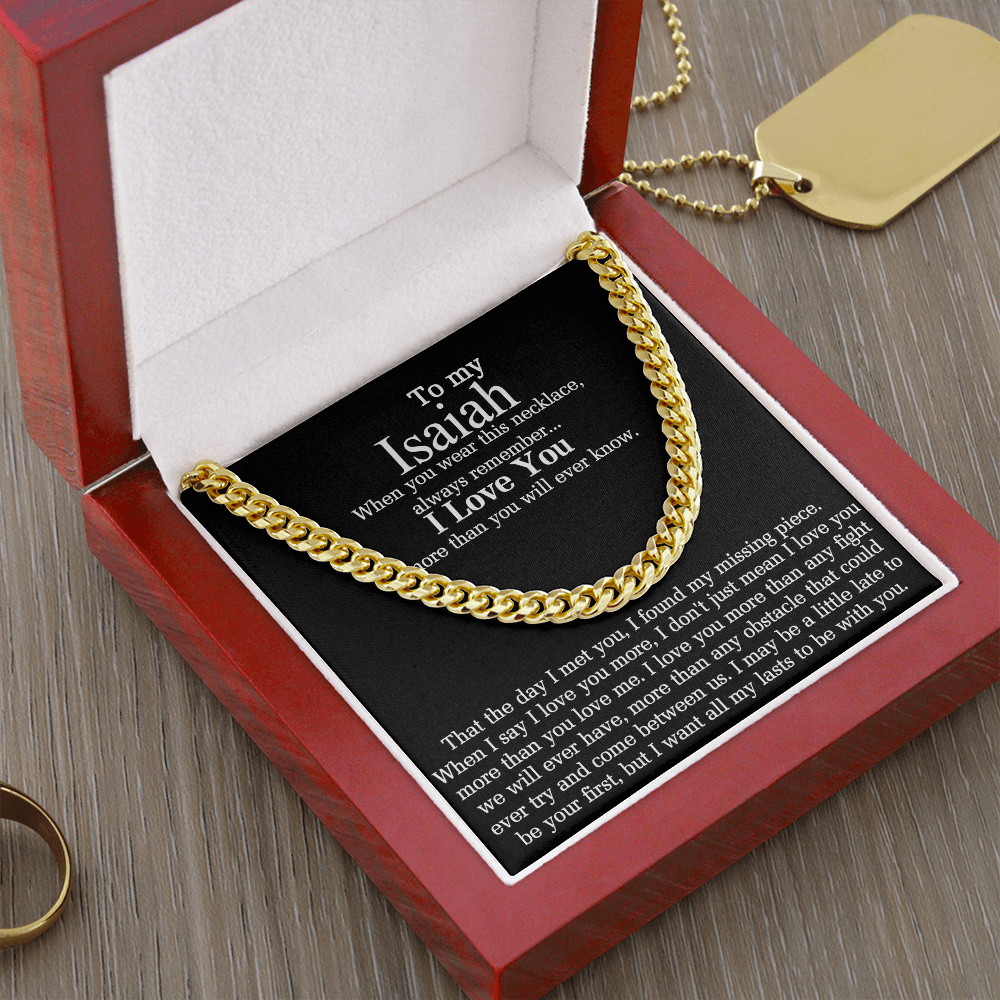 To My Man Husband Boyfriend Cuban Link Chain Necklace  Gift For Husband Isaiah