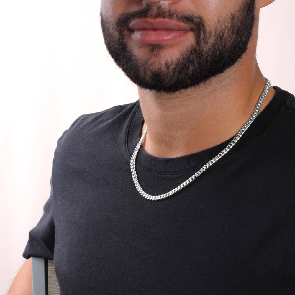 To My Son Necklace From Mom, Mother And Son Jewelry Gift For Man, Cuban Link Chain Necklace For Son Birthday Anniversary For Son Christmas For Son Luxury Gift Box Stainless Steel And 14K Gold Over Cuban Link Chain Necklace Mocup