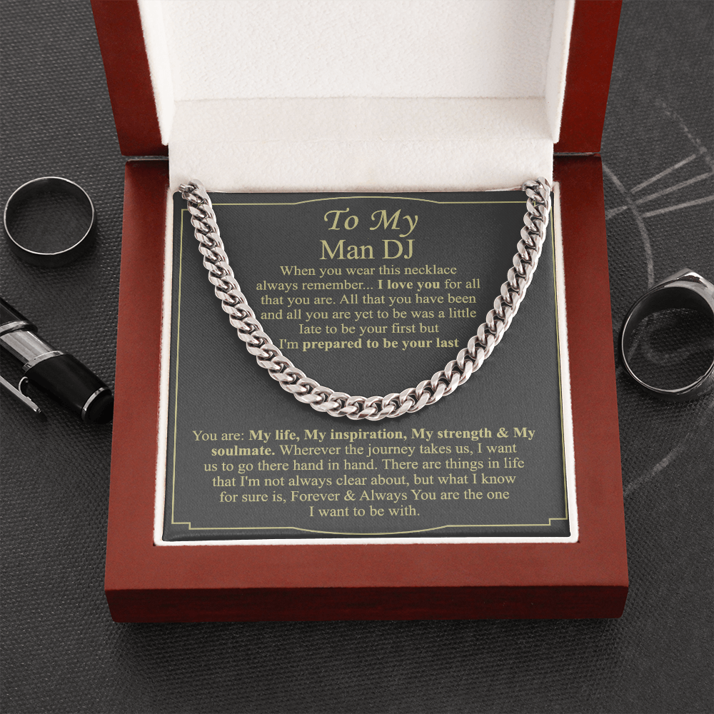 To My Man Necklace, Gift For Boyfriend, Boyfriend Birthday Cuban Link Necklace man DJ