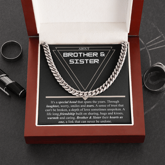 Brother & Sister Gift Necklace Cuban Link Chain Necklace Gift From Sister to Bro