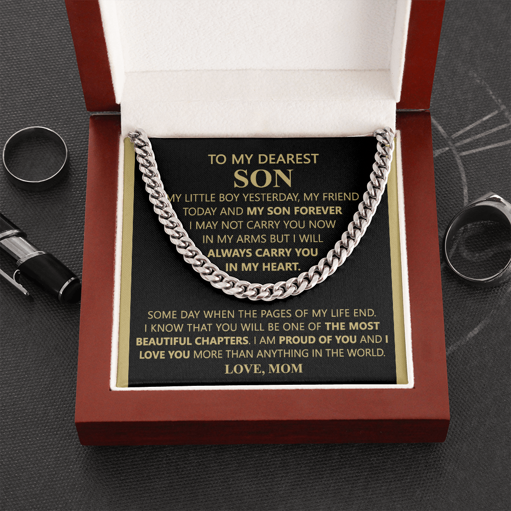 To My Son Link Chain Necklace Gift for Son Birthday, Graduation Christmas Gift