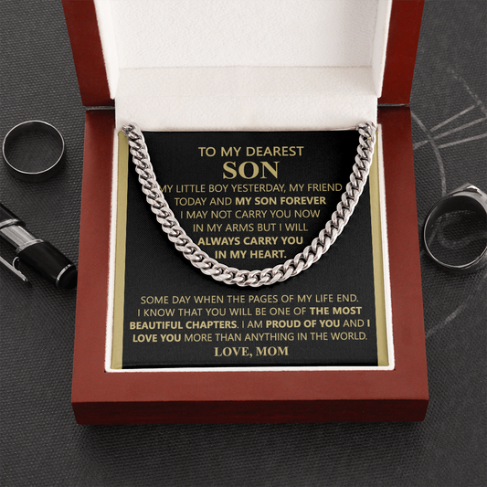 To My Son Link Chain Necklace Gift for Son Birthday, Graduation Christmas Gift