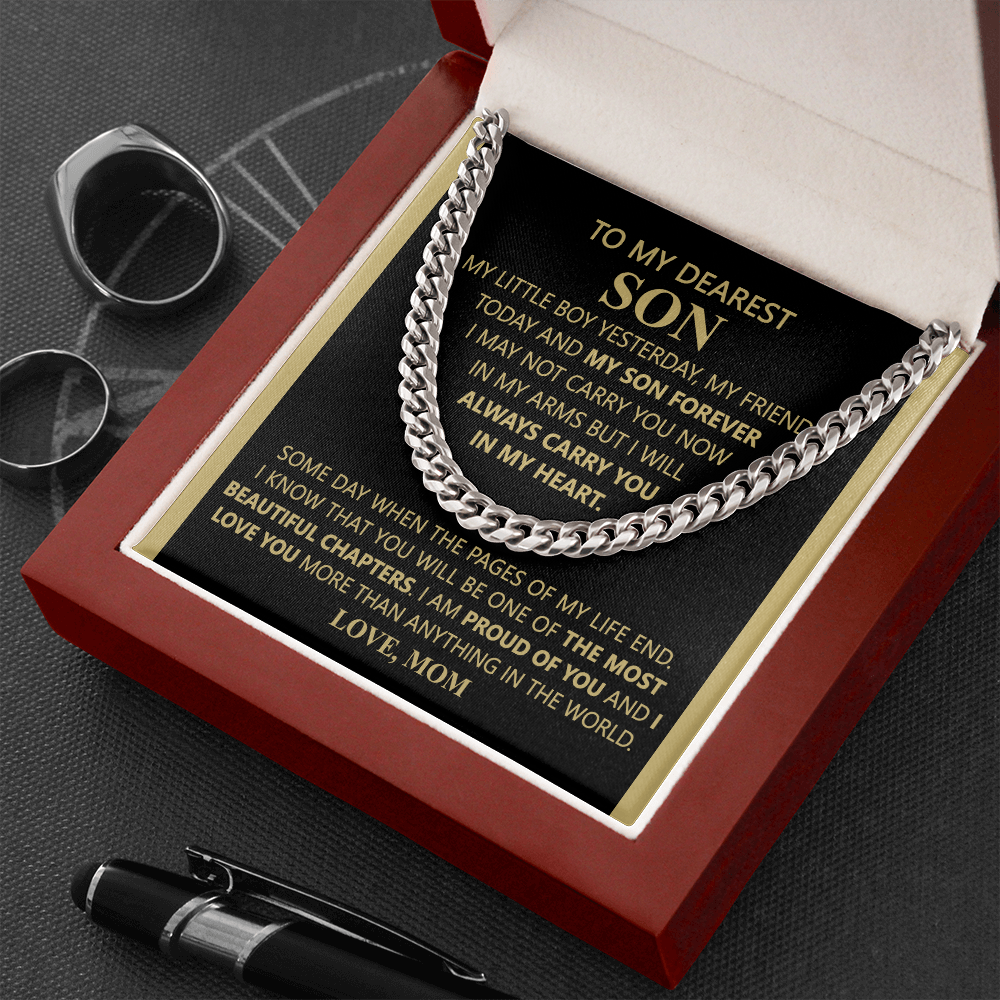 To My Son Link Chain Necklace Gift for Son Birthday, Graduation Christmas Gift