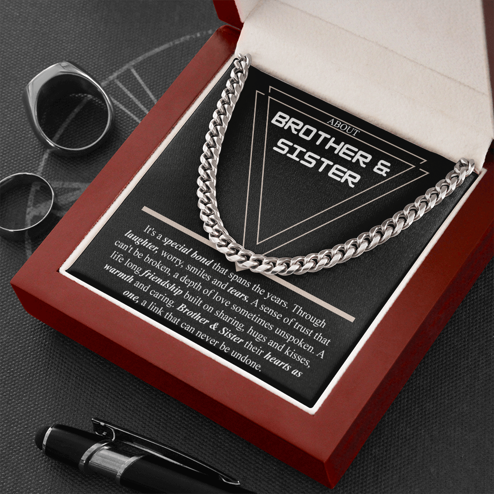 Brother & Sister Gift Necklace Cuban Link Chain Necklace Gift From Sister to Bro