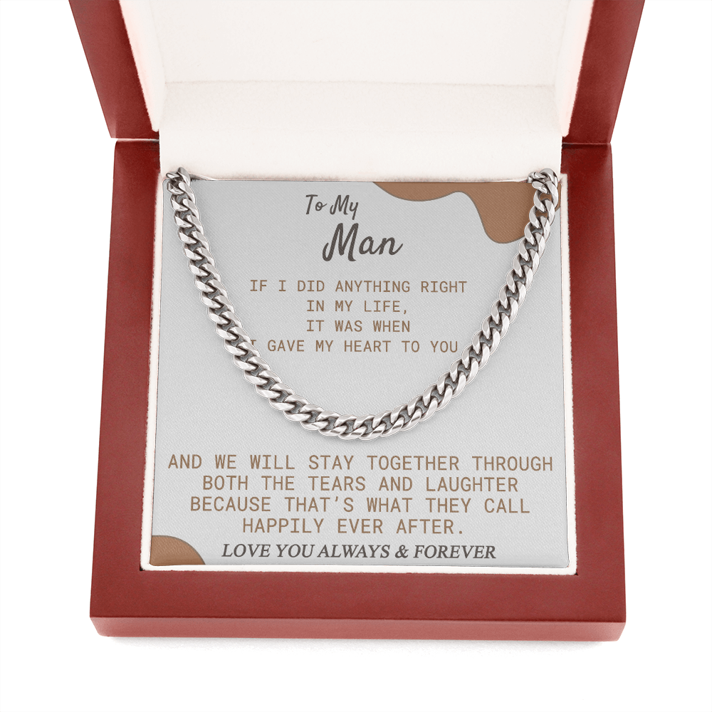 To My Man Necklace Christmas Gift For Boyfriend, Cuban Link Chain Necklace