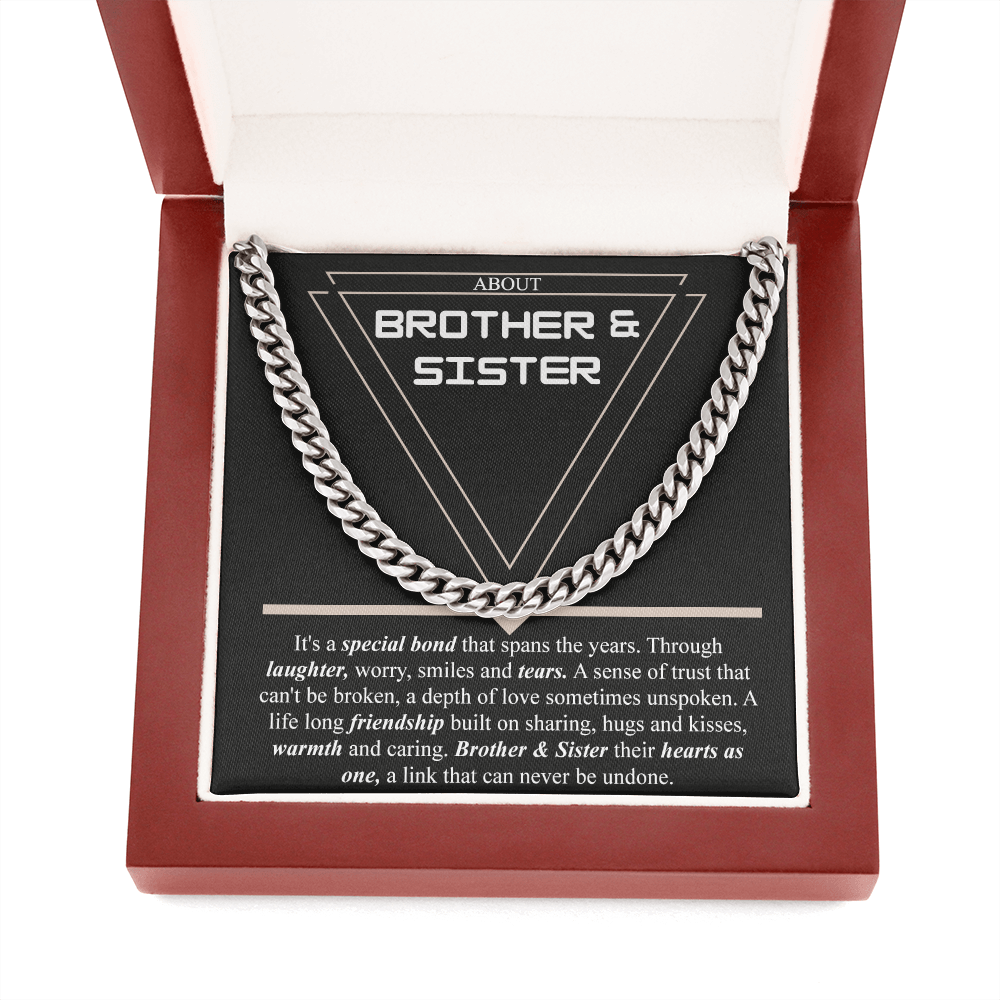 Brother & Sister Gift Necklace Cuban Link Chain Necklace Gift From Sister to Bro