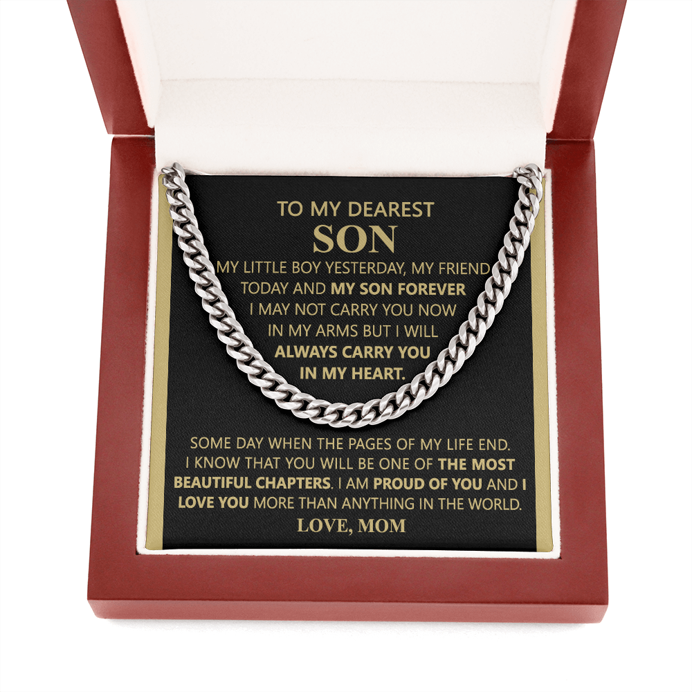 To My Son Link Chain Necklace Gift for Son Birthday, Graduation Christmas Gift