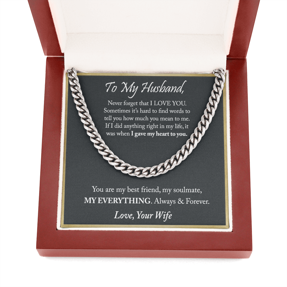 To My Husband Cuban Chain Necklace, Anniversary Christmas Gifts For Husband