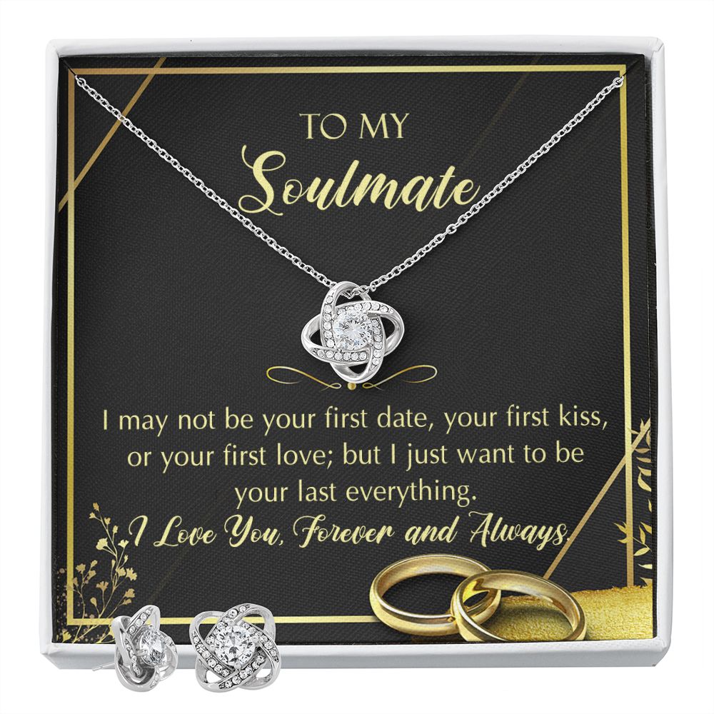 Wife Necklace Gift From Husband Gifts For Wife From Husband To My Wife Necklace Birthday Gifts For Wife Soulmate Necklace Love Knot Earring Pendant Necklace