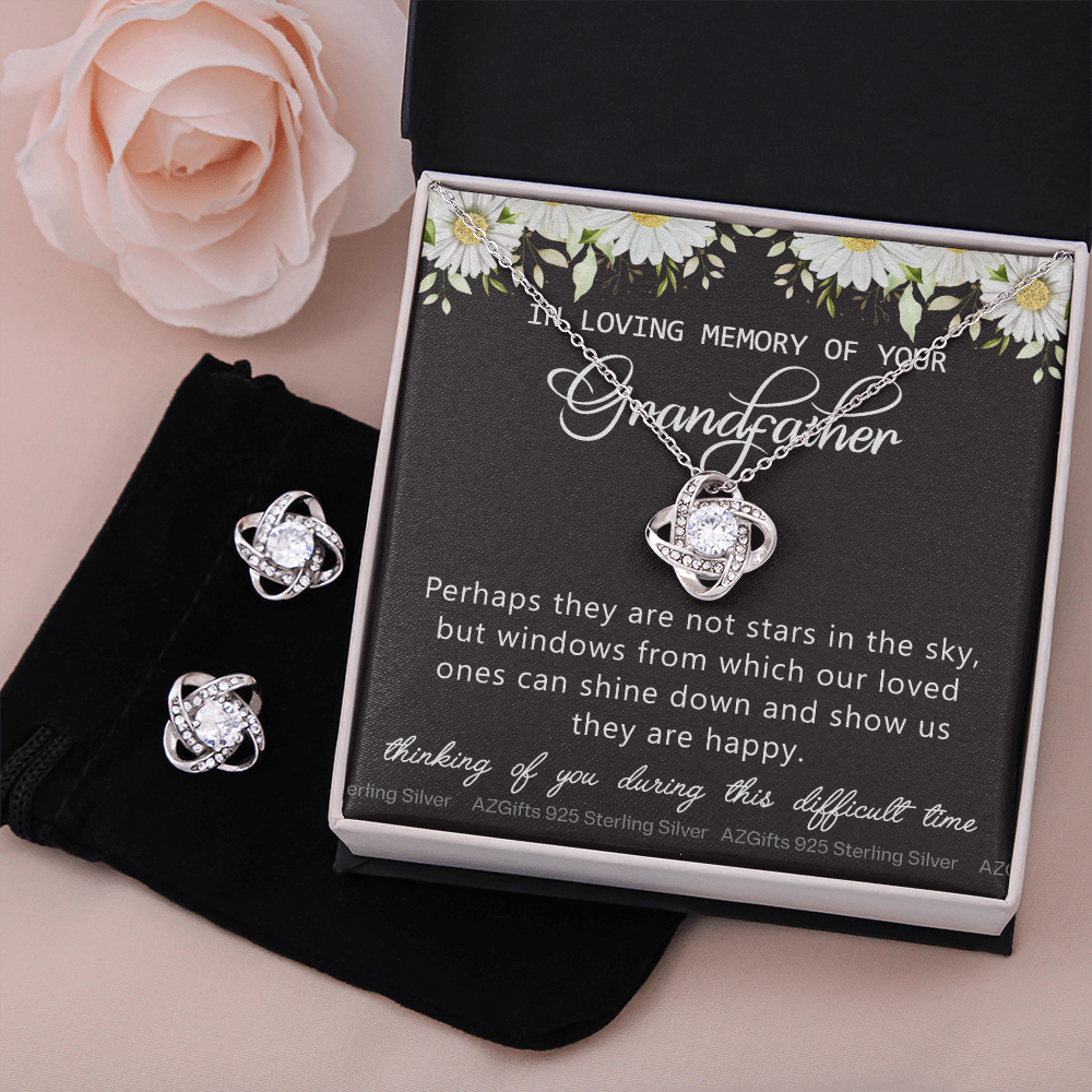 Grandfather Memorial Gift Necklace, Loss Of Grandfatherr Necklace, Loss of Grandpa Gift, Loss Of A Family Member, Memorial Gift For Loss Of, Grandpa Memorial Jewelry for Women Condolence Love Knot Earring & Necklace Set