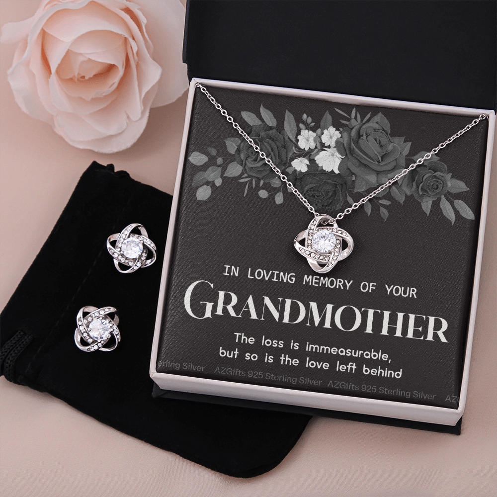 Grandmother Memorial Gift Necklace, Loss Of Grandmother, Loss Grandmother, Loss Of A Family Member, Memorial Gift For Loss Of, Grandma Memorial Keepsake Jewelry, Necklace for Women Love Knot Earring & Necklace Set