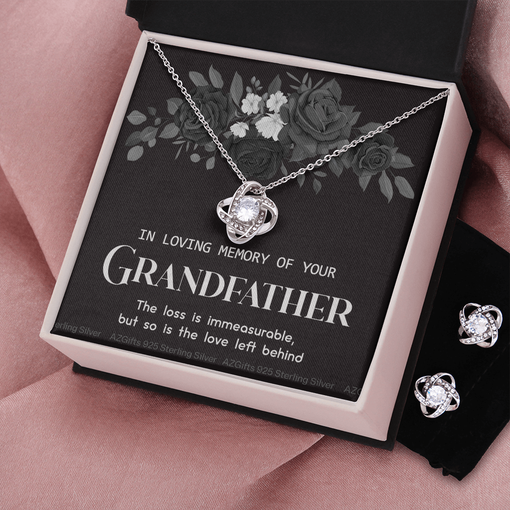Grandfather Memorial Gift Necklace, Loss Of Grandfather, Loss Grandfather, Loss Of A Family Member, Memorial Gift For Loss Of, Grandpa Memorial Keepsake Jewelry, Necklace for Girls Love Knot Earring & Necklace Set
