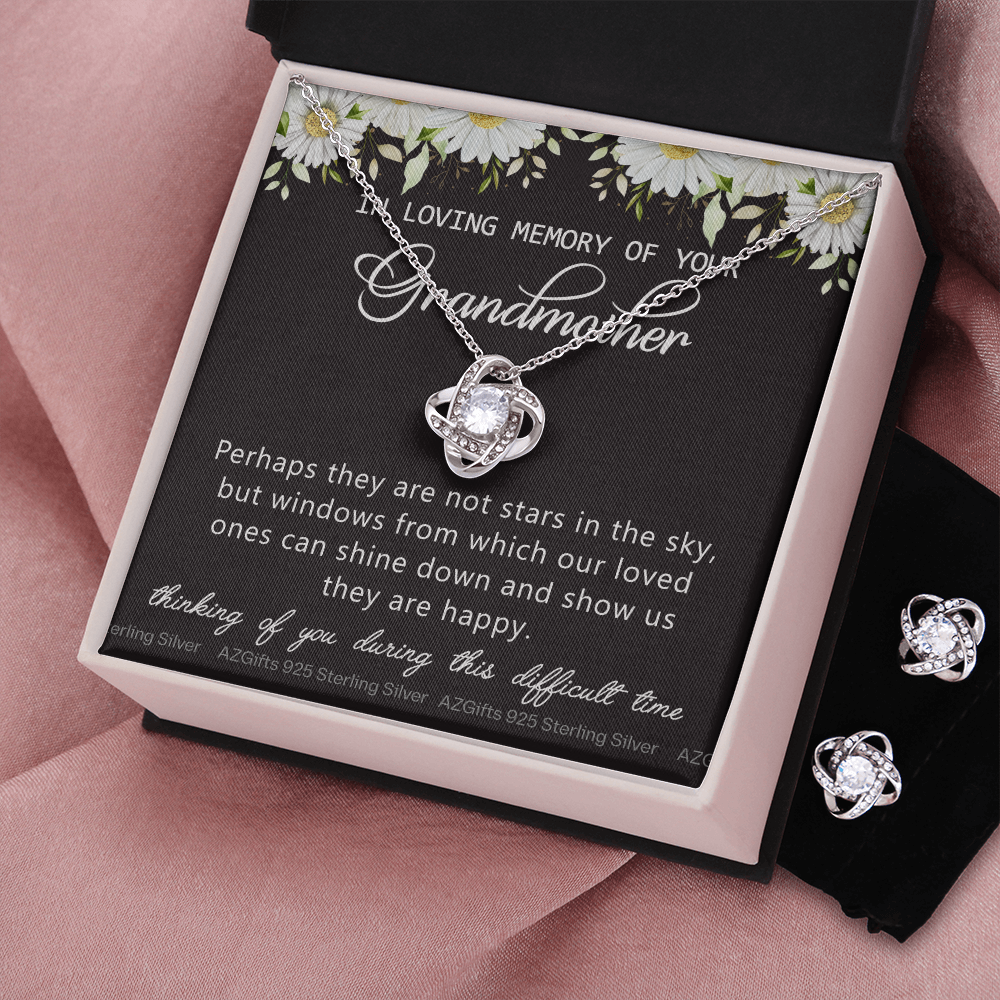 Grandmother Memorial Gift Necklace Loss Of Grandmother Necklace, Loss of Grandma Gift, Loss Of A Family Member, Memorial Gift For Loss Of, Grandma Memorial Jewelry for Women Condolence Gifts Love Knot Earring & Necklace Set