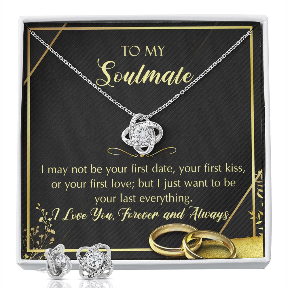 Wife Necklace Gift From Husband Gifts For Wife From Husband To My Wife Necklace Birthday Gifts For Wife Soulmate Necklace Love Knot Earring Pendant Necklace