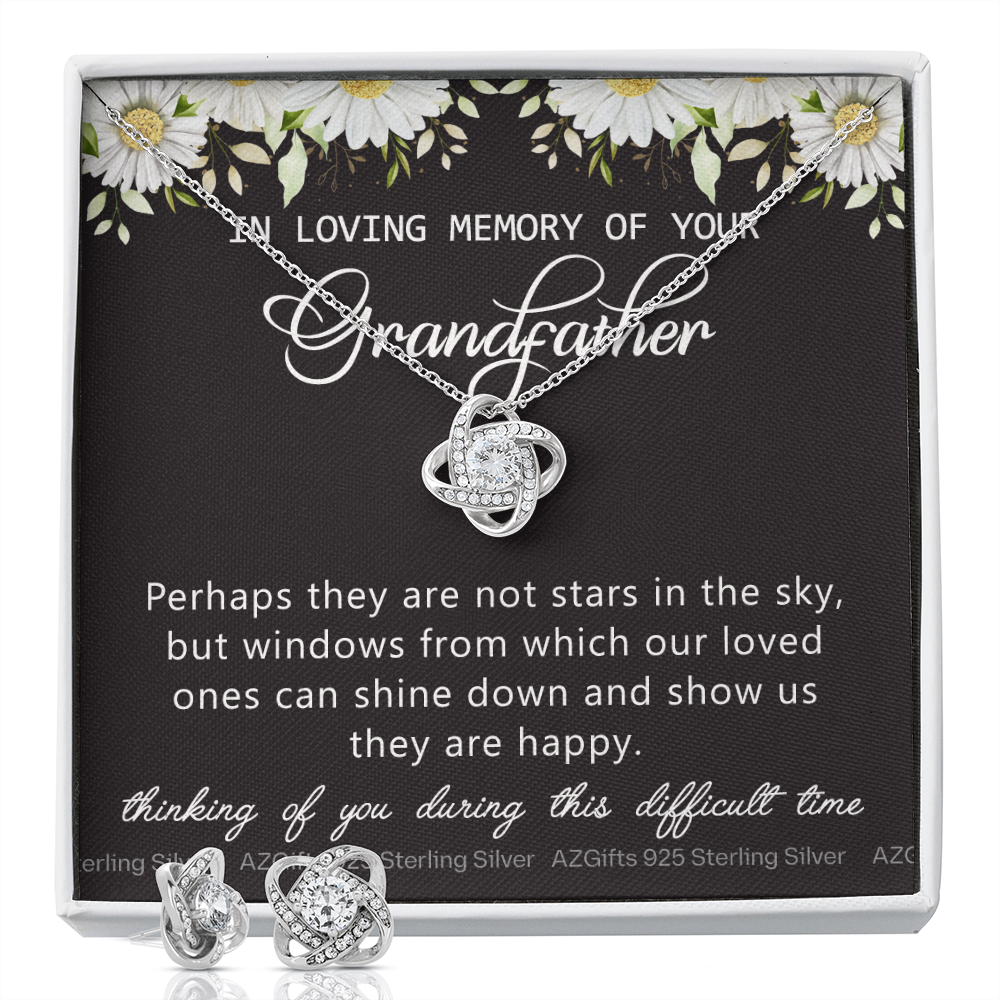 Grandfather Memorial Gift Necklace, Loss Of Grandfatherr Necklace, Loss of Grandpa Gift, Loss Of A Family Member, Memorial Gift For Loss Of, Grandpa Memorial Jewelry for Women Condolence Love Knot Earring & Necklace Set