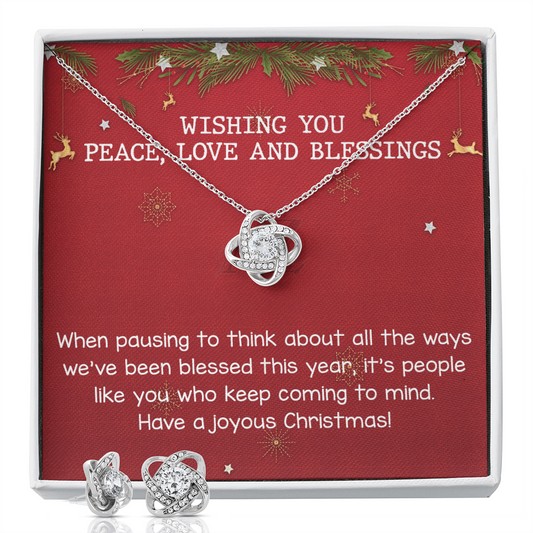 Christmas Gift For Her Necklace, Present, Holiday Gift, Gift Idea, Women, Girls, Wife, Daughter, Mom Christmas Necklace, Xmas Hoiliday Gift Idea for Her Women Jewelry For Girls Love Knot Earring & Necklace Set