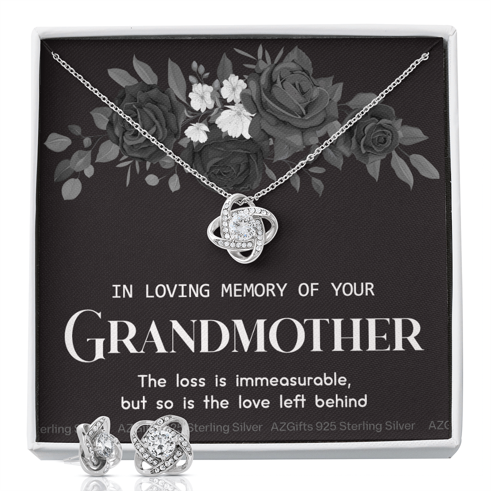 Grandmother Memorial Gift Necklace, Loss Of Grandmother, Loss Grandmother, Loss Of A Family Member, Memorial Gift For Loss Of, Grandma Memorial Keepsake Jewelry, Necklace for Women Love Knot Earring & Necklace Set
