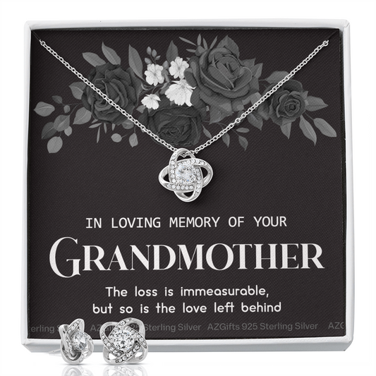 Grandmother Memorial Gift Necklace, Loss Of Grandmother, Loss Grandmother, Loss Of A Family Member, Memorial Gift For Loss Of, Grandma Memorial Keepsake Jewelry, Necklace for Women Love Knot Earring & Necklace Set