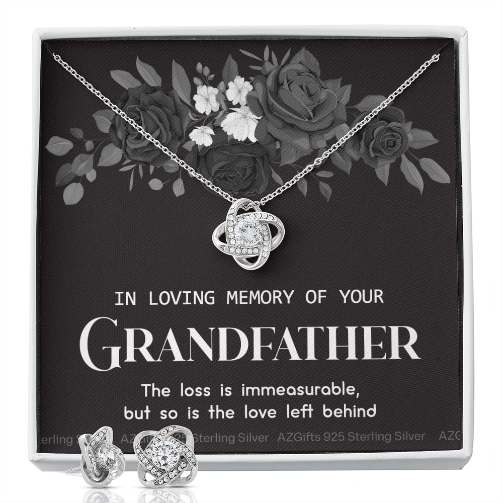 Grandfather Memorial Gift Necklace, Loss Of Grandfather, Loss Grandfather, Loss Of A Family Member, Memorial Gift For Loss Of, Grandpa Memorial Keepsake Jewelry, Necklace for Girls Love Knot Earring & Necklace Set