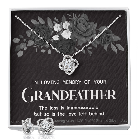 Grandfather Memorial Gift Necklace, Loss Of Grandfather, Loss Grandfather, Loss Of A Family Member, Memorial Gift For Loss Of, Grandpa Memorial Keepsake Jewelry, Necklace for Girls Love Knot Earring & Necklace Set