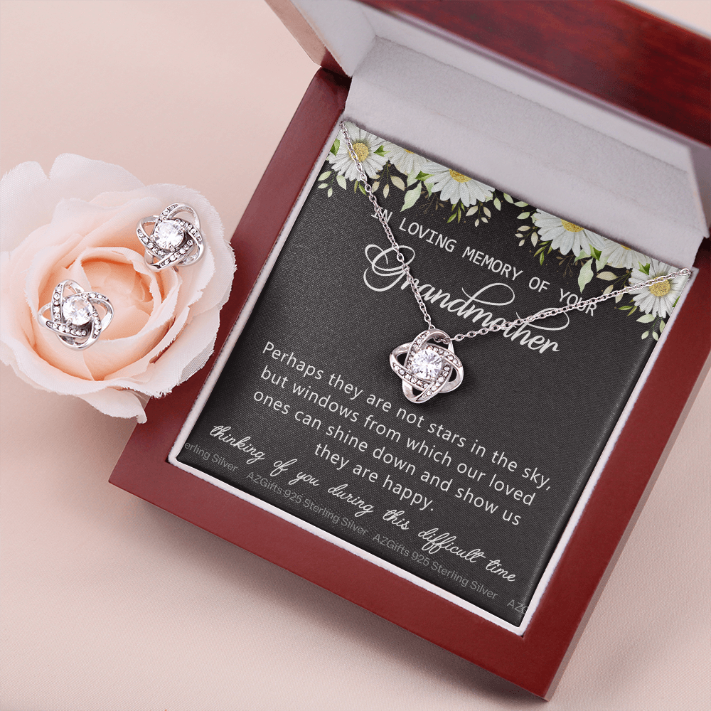 Grandmother Memorial Gift Necklace Loss Of Grandmother Necklace, Loss of Grandma Gift, Loss Of A Family Member, Memorial Gift For Loss Of, Grandma Memorial Jewelry for Women Condolence Gifts Love Knot Earring & Necklace Set