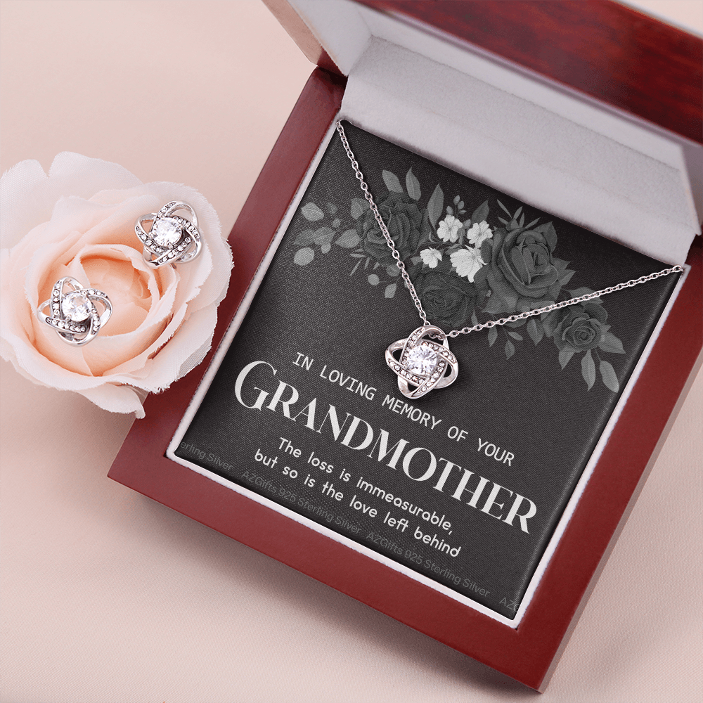 Grandmother Memorial Gift Necklace, Loss Of Grandmother, Loss Grandmother, Loss Of A Family Member, Memorial Gift For Loss Of, Grandma Memorial Keepsake Jewelry, Necklace for Women Love Knot Earring & Necklace Set