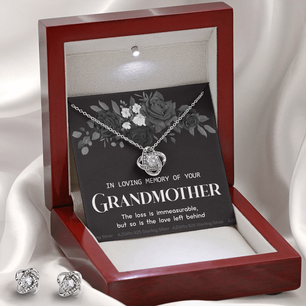 Grandmother Memorial Gift Necklace, Loss Of Grandmother, Loss Grandmother, Loss Of A Family Member, Memorial Gift For Loss Of, Grandma Memorial Keepsake Jewelry, Necklace for Women Love Knot Earring & Necklace Set