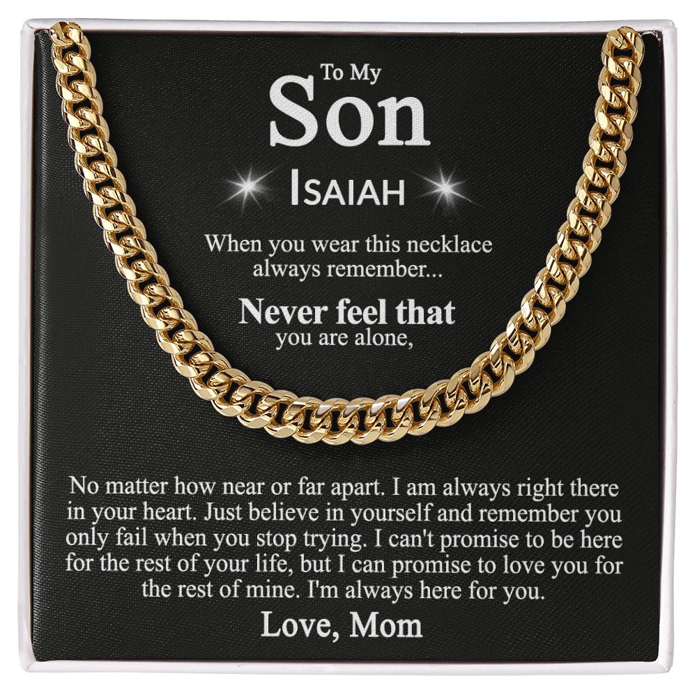 To My Son Necklace From Mom and Dad Jewelry Son Gifts From Mom and Dad, Mother and Son Necklace, Birthday Gift For My Son Graduation Christmas Cuban Link Chain Necklace Present