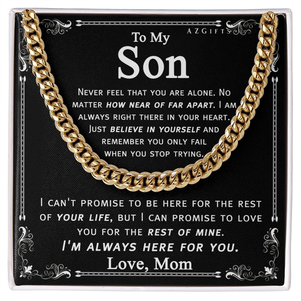 To My Son Necklace From Mom and Dad Jewelry Son Gifts From Mom and Dad, Mother and Son Necklace, Birthday Gift For My Son Graduation Christmas Cuban Link Chain Necklace Present