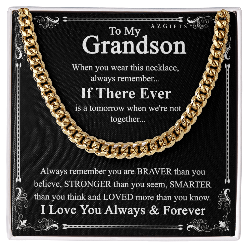 Grandson Gift Cuban Chain Necklace for Grandson, Keepsake Gifts for Grandsons, Personalized Gifts for Grandson Christmas Birthday Gift for Grandson, Jewelry Gift For Boy Cuban Link Chain Amazon