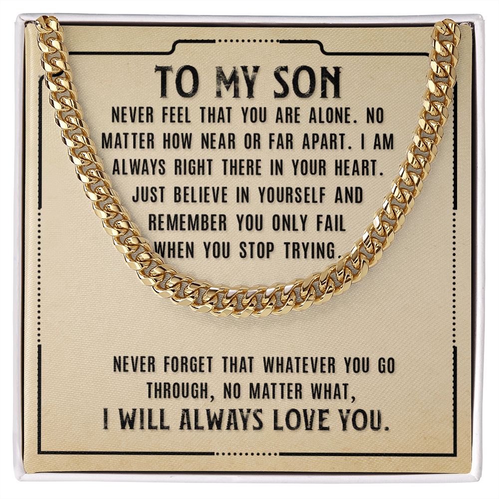 To My Son Necklace From Mom and Dad Jewelry Son Gifts From Mom and Dad, Mother and Son Necklace, Birthday Gift For My Son Graduation Christmas Cuban Link Chain Necklace Present