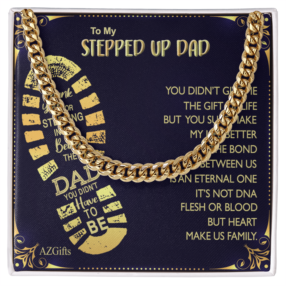 1Personalized Step Dad Gifts Necklace - Step Dad Gifts From Daughter, Birthday Present For Bonus Dad Necklace, Stepped Up Dad Gifts From Son To My Stepdad with Message Card And Jewelry For Man, Dad
