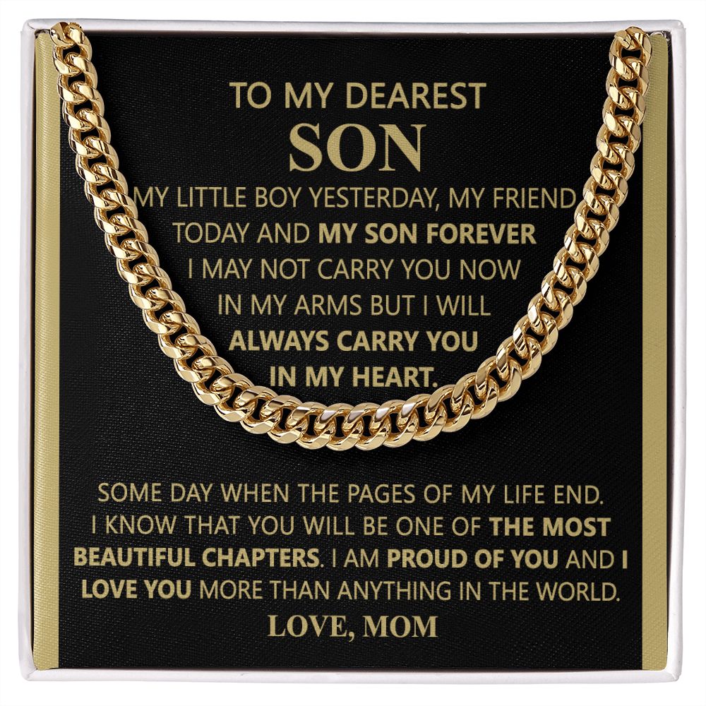 To My Son Necklace From Mom and Dad Jewelry Son Gifts From Mom and Dad, Mother and Son Necklace, Birthday Gift For My Son Graduation Christmas Cuban Link Chain Necklace Present