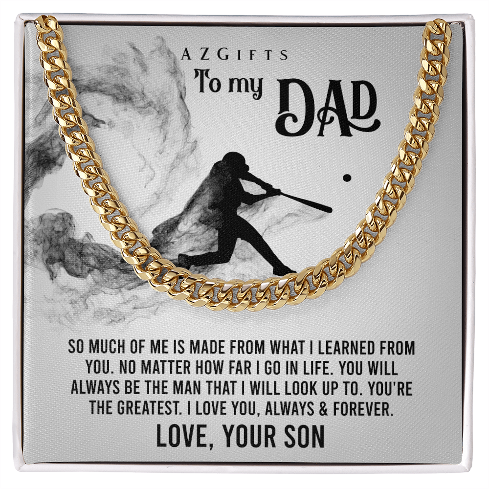 1To My Dad Cuban Link Chain Necklace for Men Dad Father Gift Necklace from Son Daughter Jewelry for Father Birthday Gift for Dad Baseball Gift for Men Father Son Gifts Cuban Link Chain Amazon