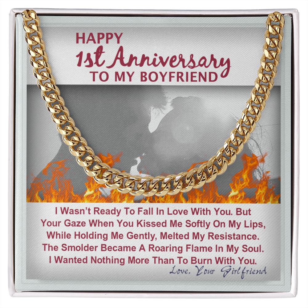 One Year Anniversary Gifts For Boyfriend Cuban Link Chain With Message Card 175034424239