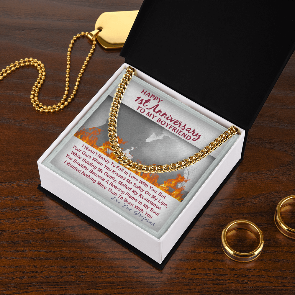 One Year Anniversary Gifts For Boyfriend Cuban Link Chain With Message Card 175034424239