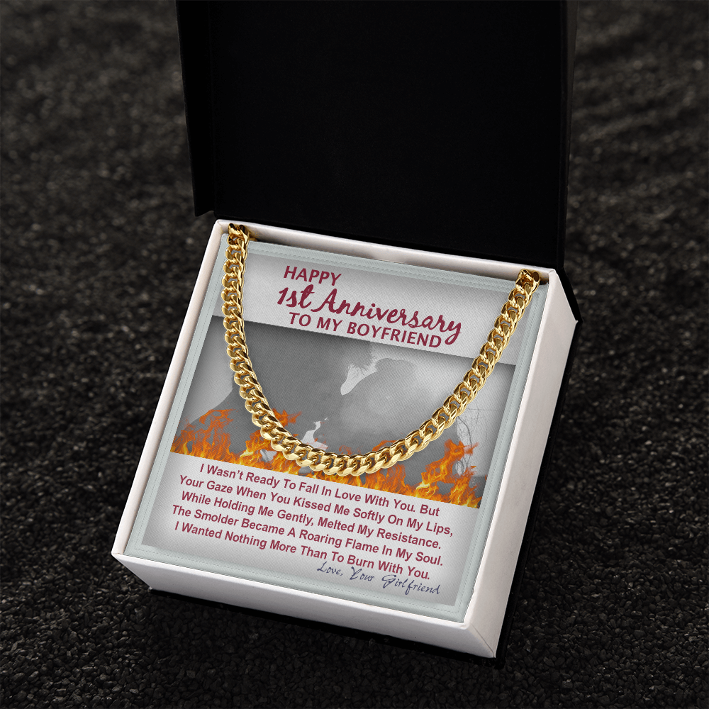 One Year Anniversary Gifts For Boyfriend Cuban Link Chain With Message Card 175034424239