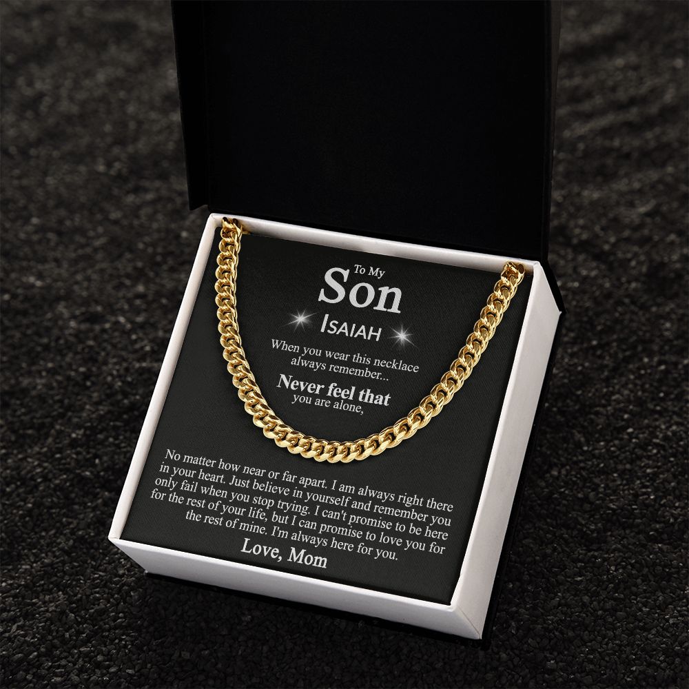 To My Son Necklace From Mom and Dad Jewelry Son Gifts From Mom and Dad, Mother and Son Necklace, Birthday Gift For My Son Graduation Christmas Cuban Link Chain Necklace Present